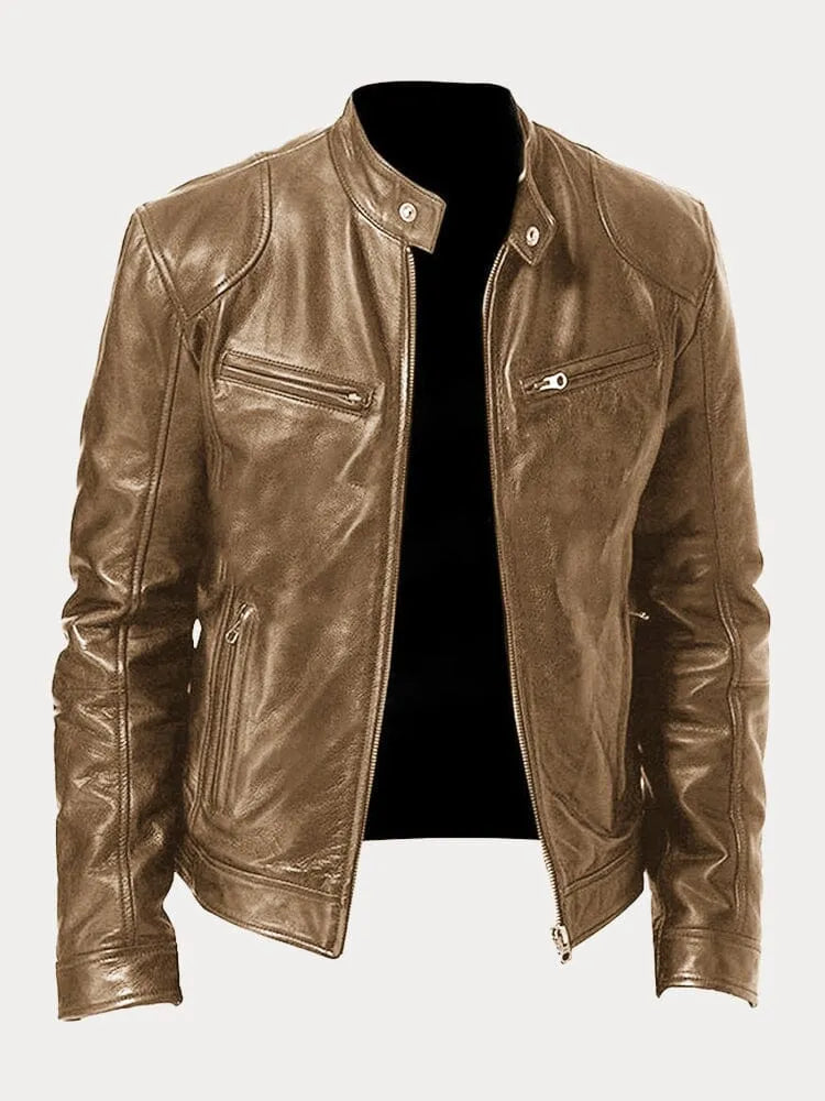 Casual Leather Jacket for Men with Insulated Lining
