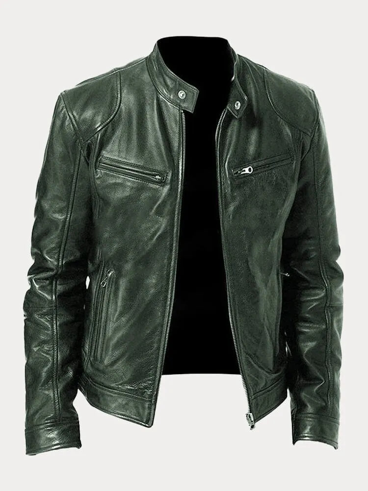 Casual Leather Jacket for Men with Insulated Lining