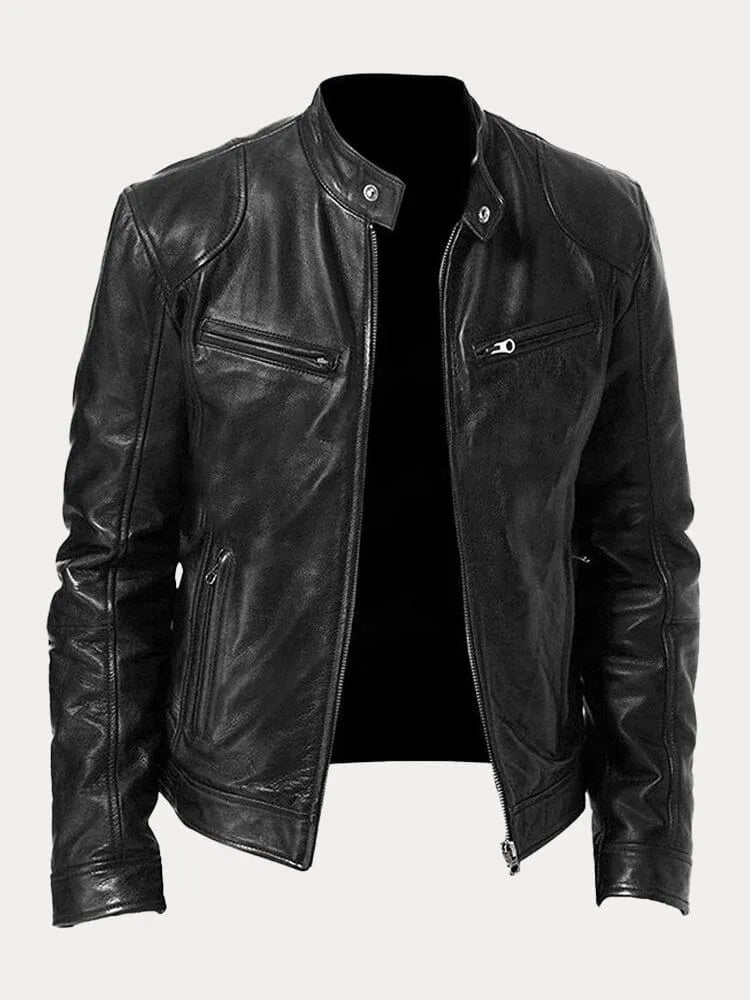 Casual Leather Jacket for Men with Padded Lining