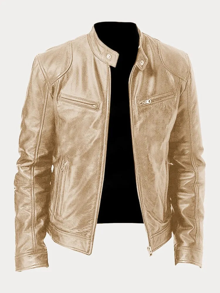 Casual Leather Jacket for Men with Padded Lining