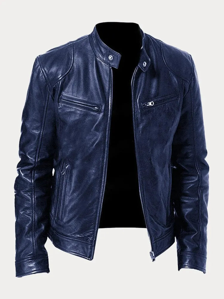 Casual Leather Jacket for Men with Padded Lining