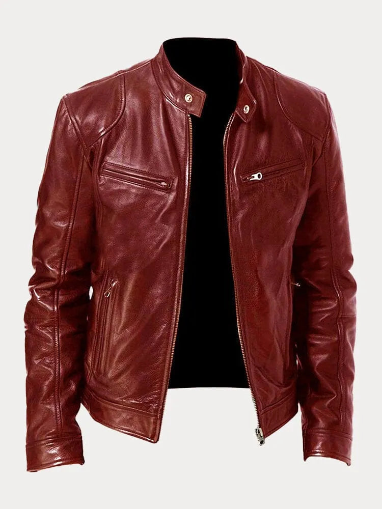 Casual Leather Jacket for Men with Padded Lining