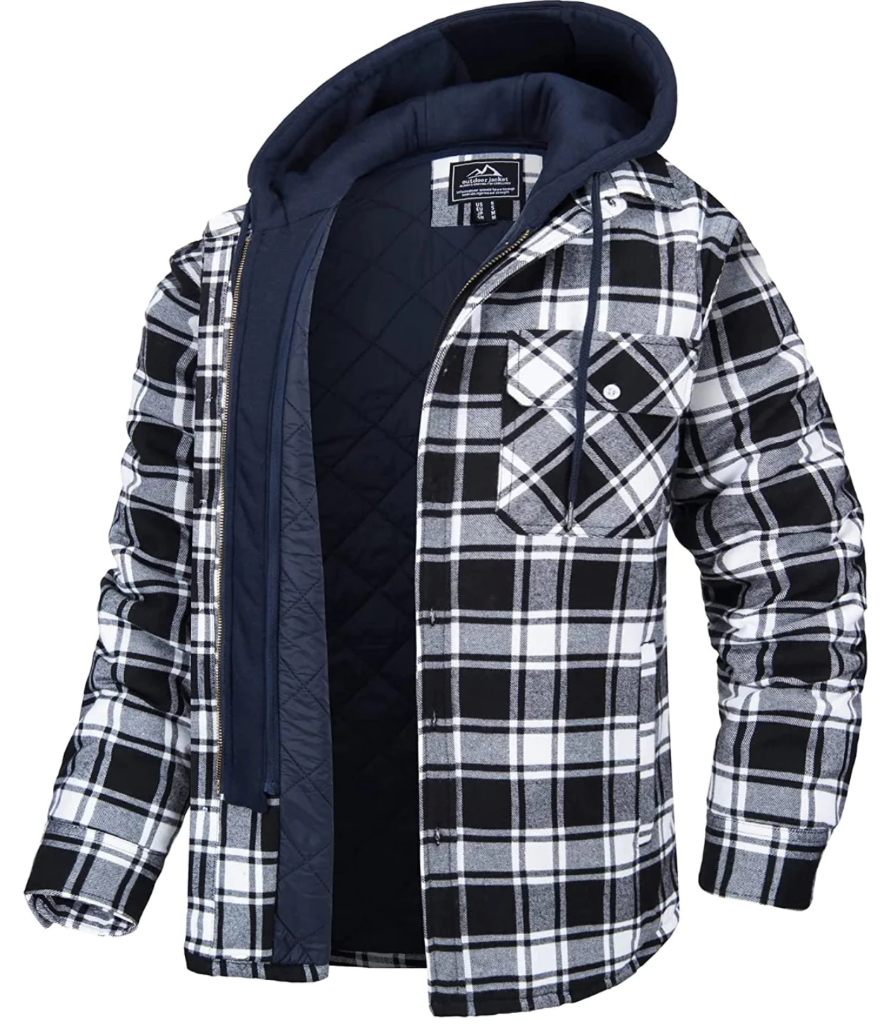 Checked Hooded Jacket for Men