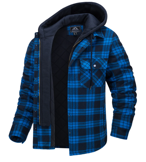 Checked Hooded Jacket for Men