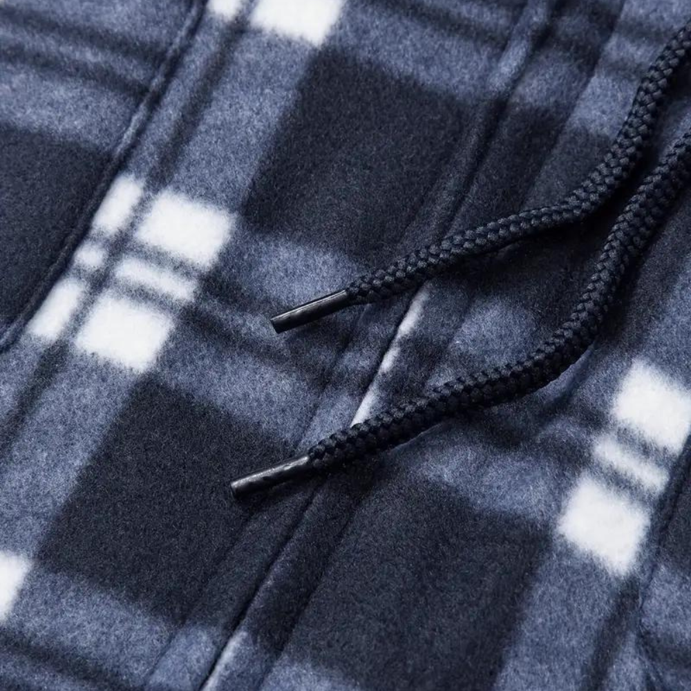 Checked Men's Jacket with Hood for Outdoor Activities