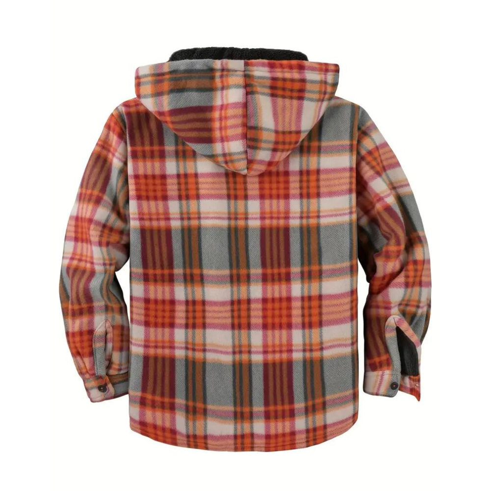 Checked Men's Jacket with Hood for Outdoor Activities