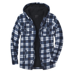 Checked Men's Jacket with Hood for Outdoor Activities