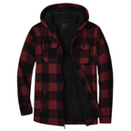 Checked Men's Jacket with Hood for Outdoor Activities