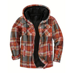 Checked Men's Jacket with Hood for Outdoor Activities