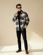 Checked Shirt Jacket with Chest Pocket for Men