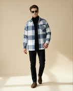 Checked Shirt Jacket with Chest Pocket for Men