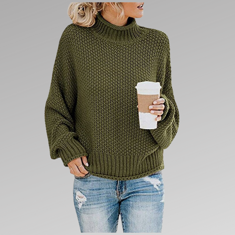 Classic Knitted Sweater with Mock Neck 1