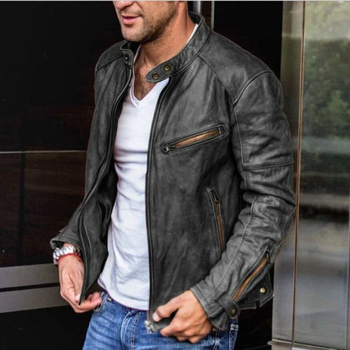 Classic leather jacket for men