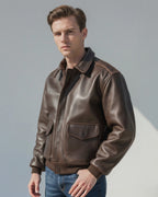 Coated Bomber Jacket for Men with Classic Collar