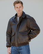 Coated Bomber Jacket for Men with Classic Collar