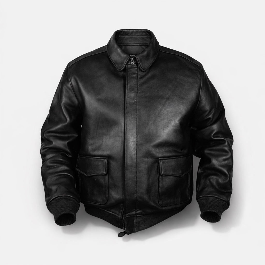 Coated Bomber Jacket for Men with Classic Collar