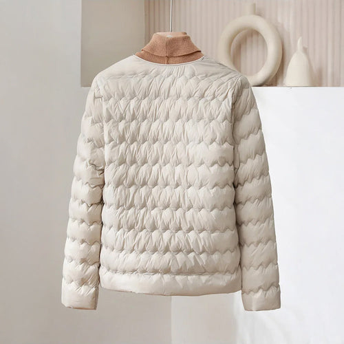 Collarless Padded Down Jacket for Women