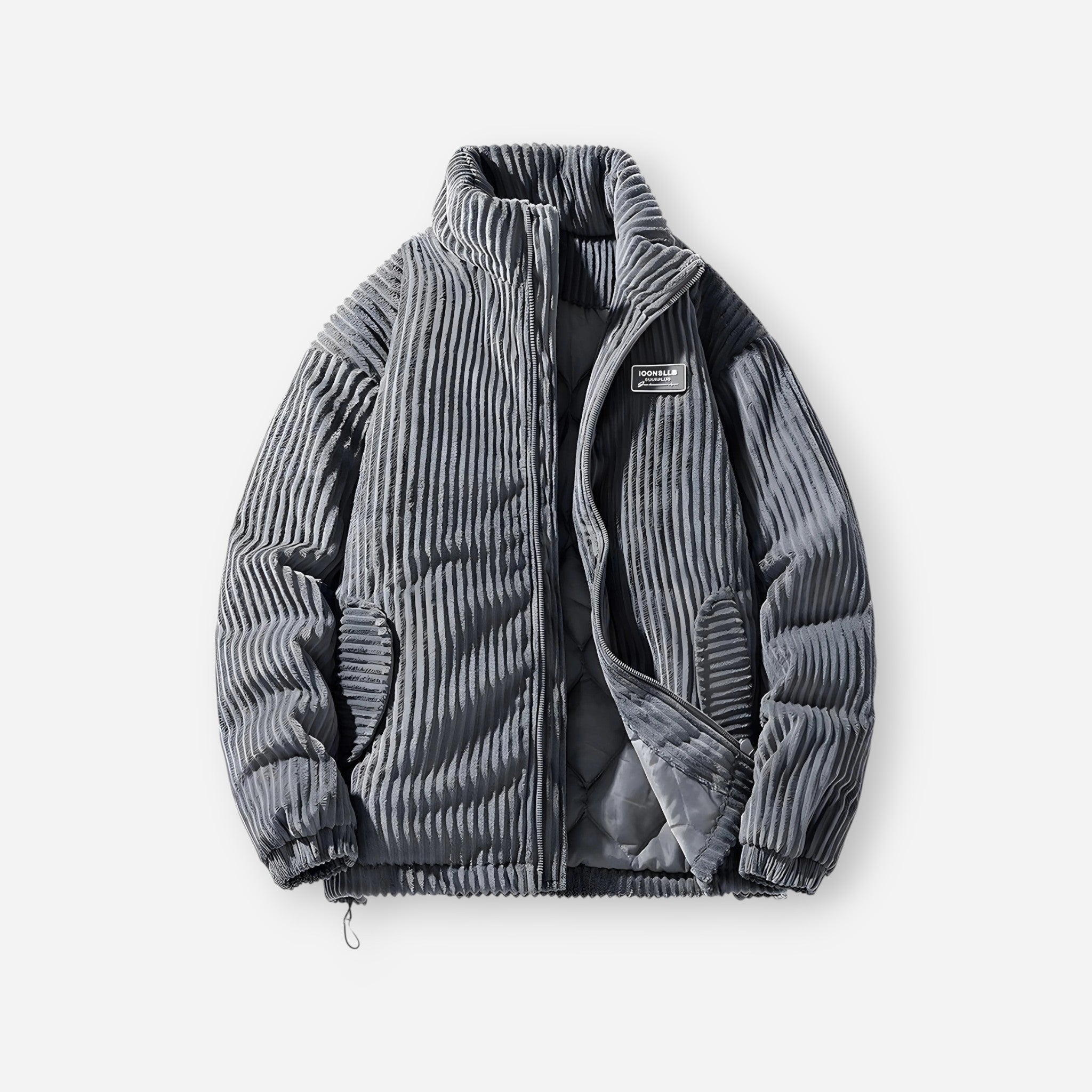 Corduroy Bomber Jacket with Stand-Up Collar for Women