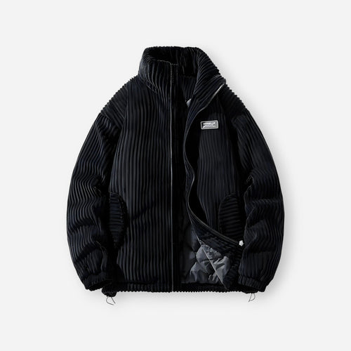 Corduroy Bomber Jacket with Stand-Up Collar for Women