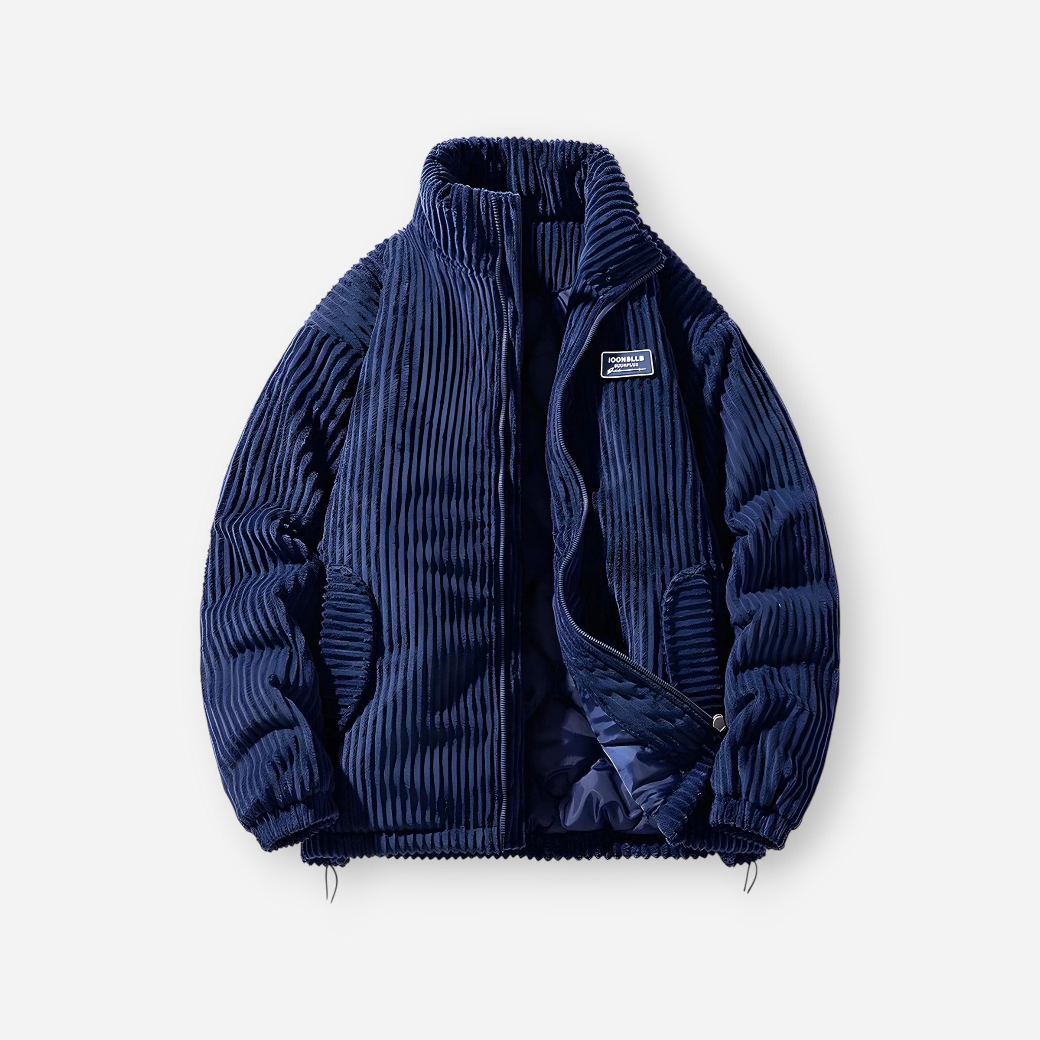 Corduroy Bomber Jacket with Stand-Up Collar for Women