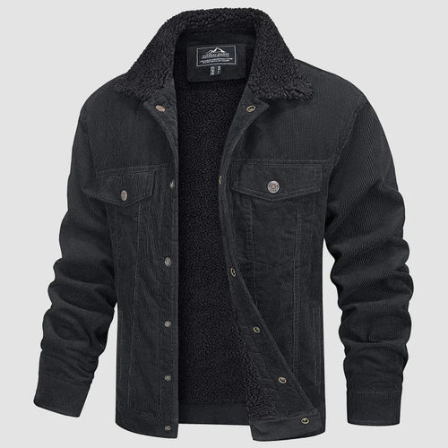 Corduroy Jacket for Men with Stand-Up Collar