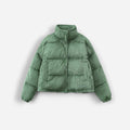 Corduroy Puffer Jacket with High Collar for Women