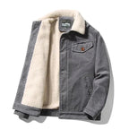 Corduroy Winter Jacket with Faux Fur Collar for Men