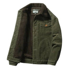 Corduroy Winter Jacket with Faux Fur Collar for Men