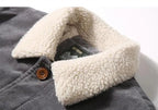 Corduroy Winter Jacket with Faux Fur Collar for Men