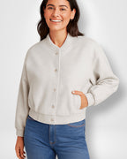 Cropped Bomber Jacket for Women with Snap Fastening