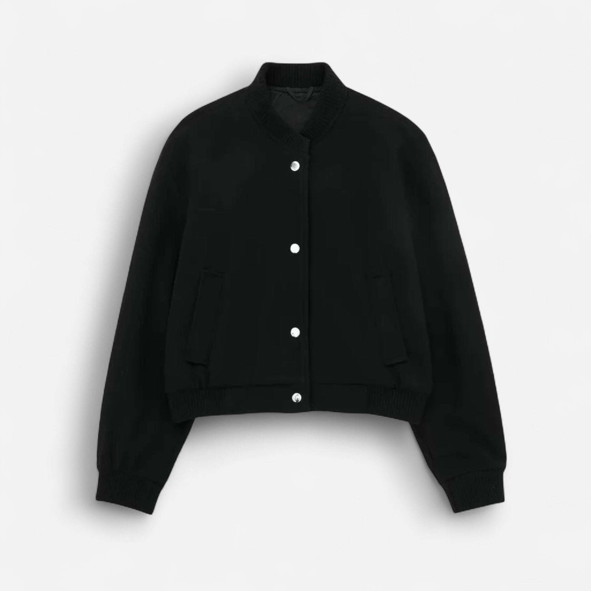 Cropped Bomber Jacket for Women with Snap Fastening