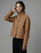 Cropped Stand-Up Collar Jacket for Women