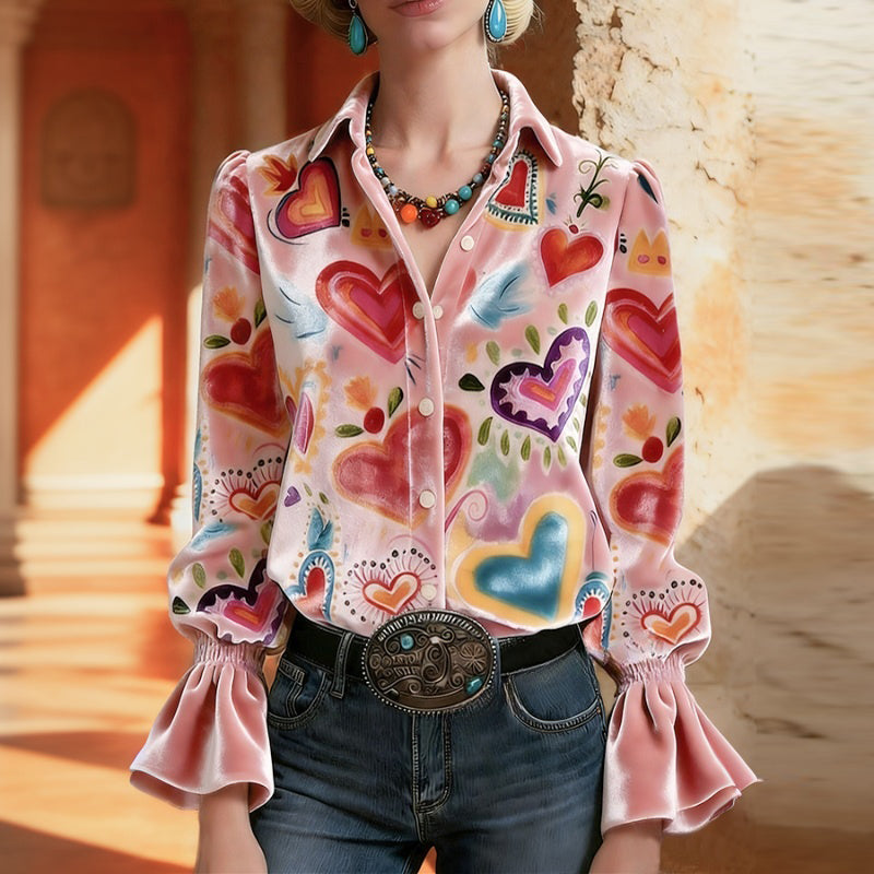 Long Sleeve Retro-Blouse
