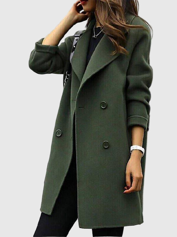 Double-Breasted Mid Length Coat for Women