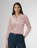 Elegant Long-Sleeved Blouse with Concealed Placket