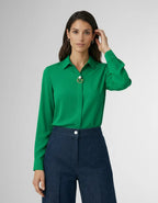 Elegant Long-Sleeved Blouse with Concealed Placket