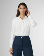 Elegant Long-Sleeved Blouse with Concealed Placket