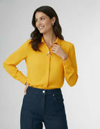 Elegant Long-Sleeved Blouse with Concealed Placket