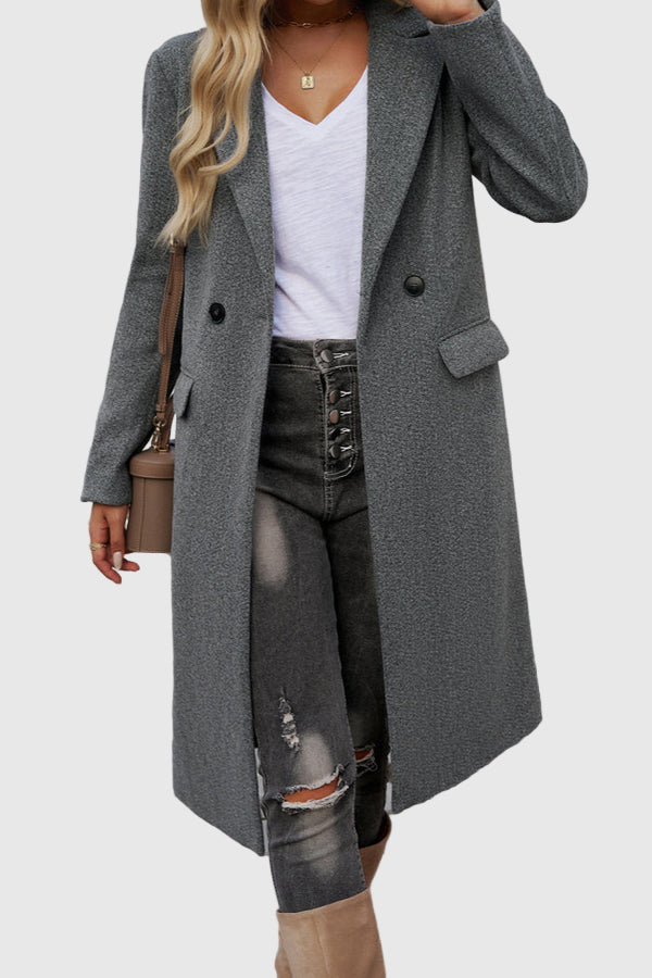 Double-Breasted Women’s Mid-Length Coat