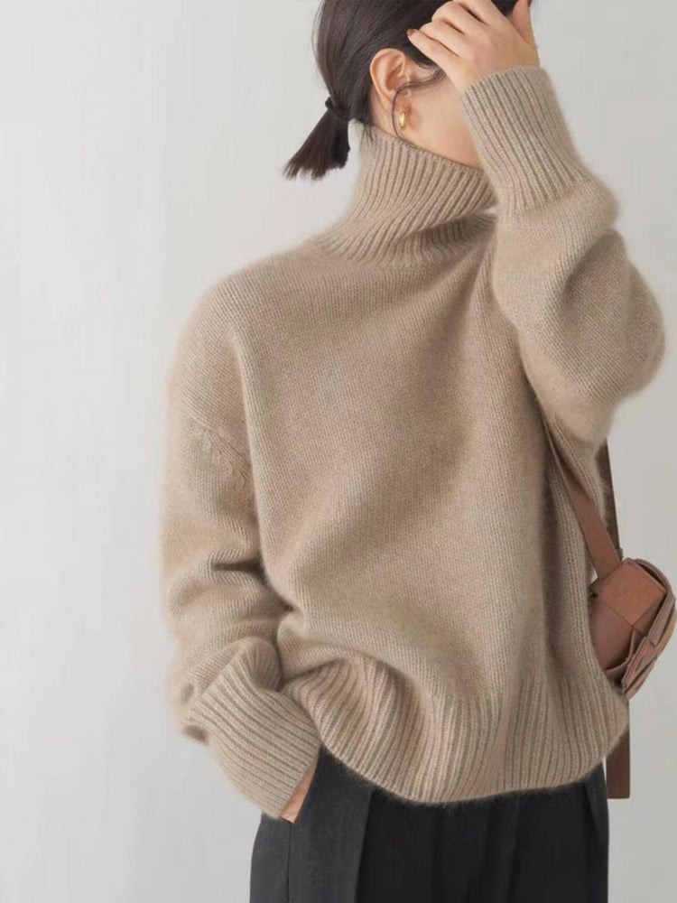 Elegant Women's Black Turtleneck Sweater