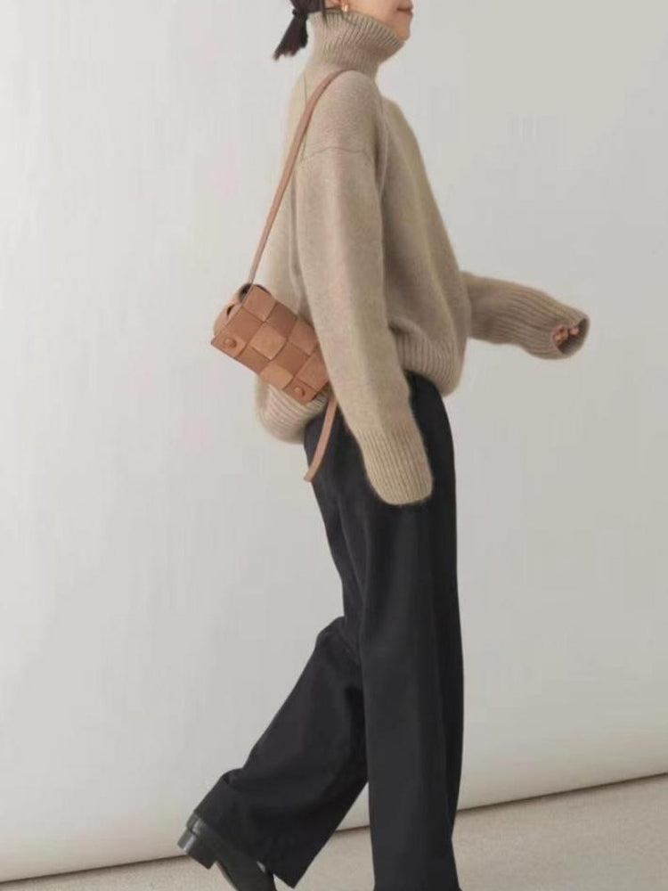 Elegant Women's Black Turtleneck Sweater