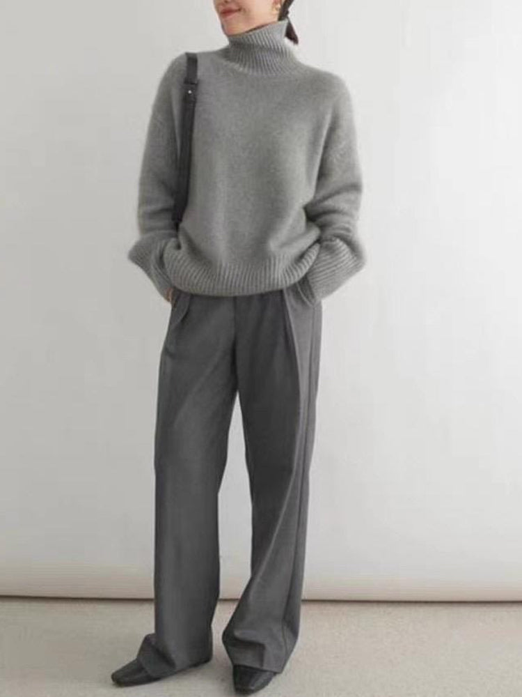 Elegant Women's Black Turtleneck Sweater