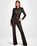 Fitted Lace Jumpsuit with Flared Trousers
