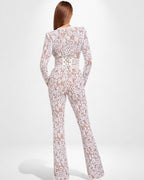 Fitted Lace Jumpsuit with Flared Trousers
