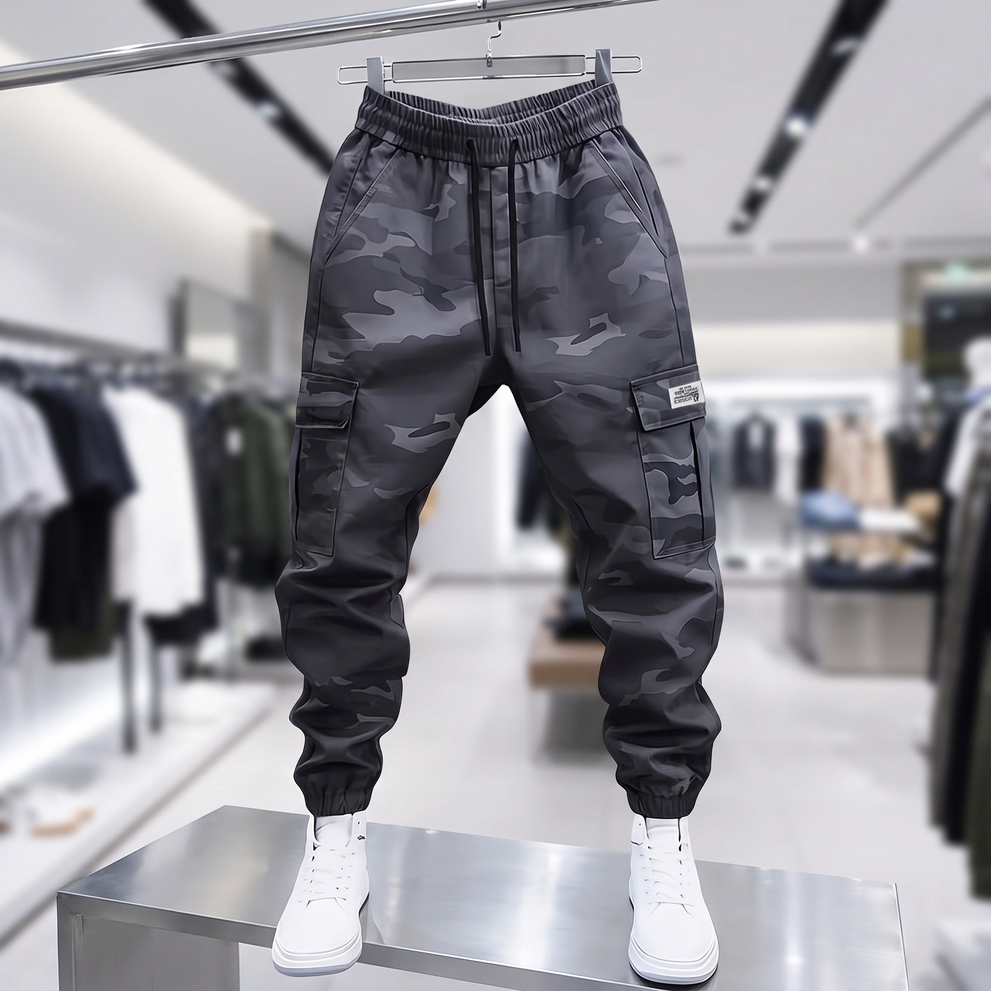 Ridgeborn Camo Cargo Trousers - Navy