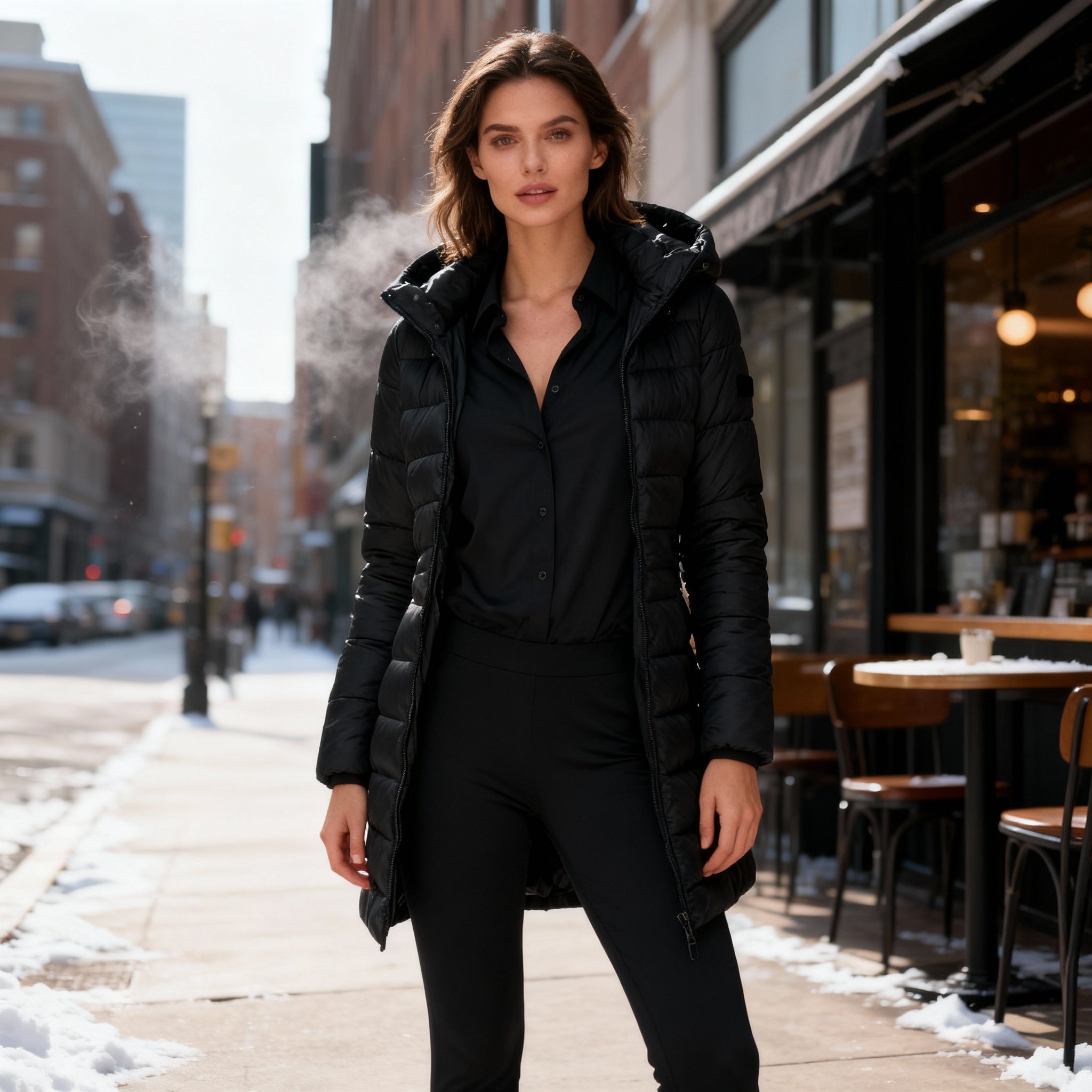 Heating Puffer Jacket for Women, Regular Fit Winter Outerwear