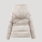 Hooded Belted Puffer Jacket for Women