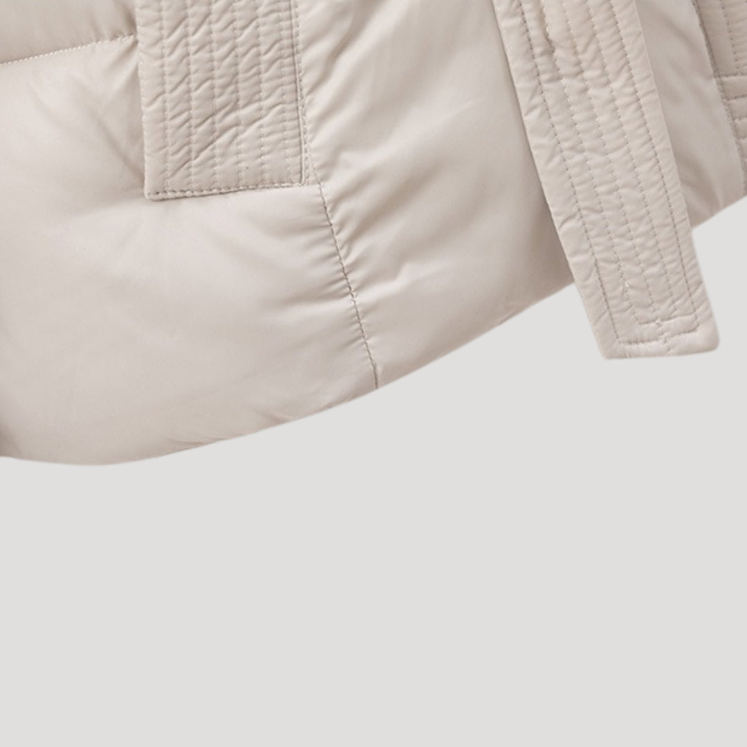 Hooded Belted Puffer Jacket for Women