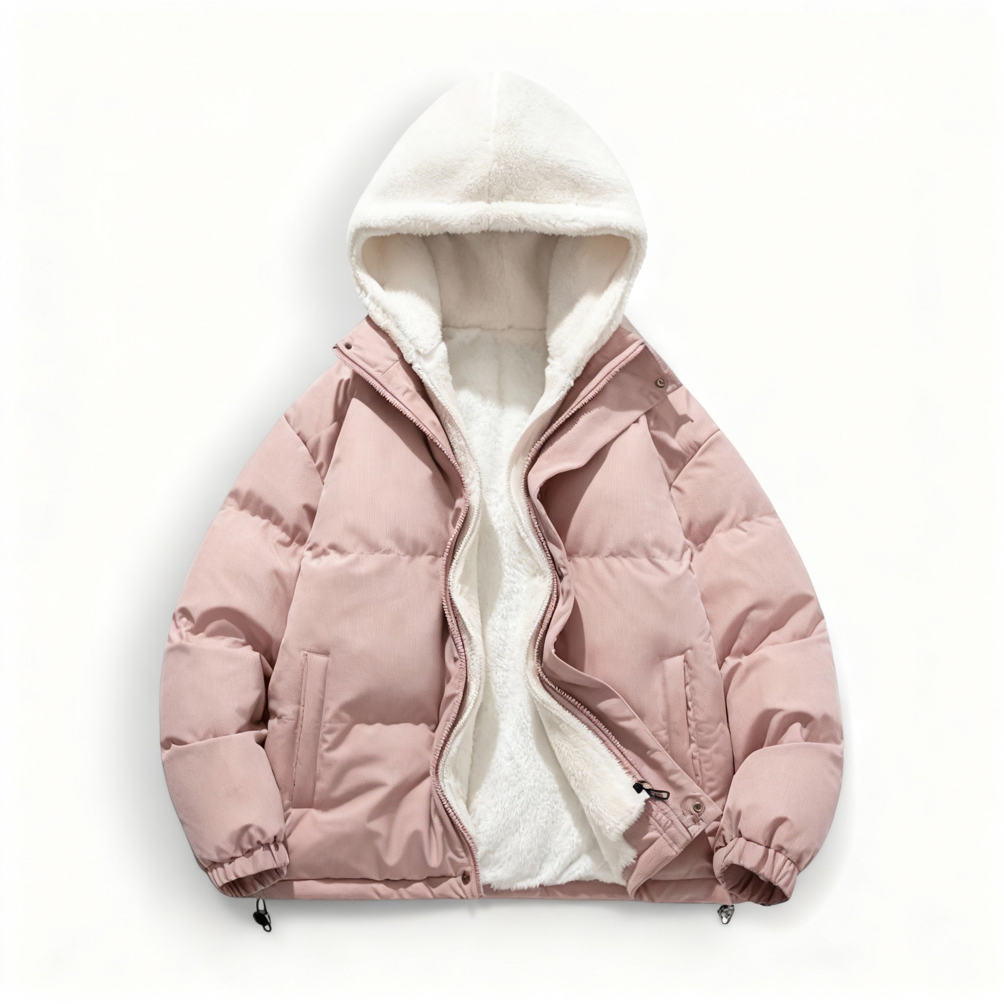 Hooded Fleece Lined Puffer Jacket for Women