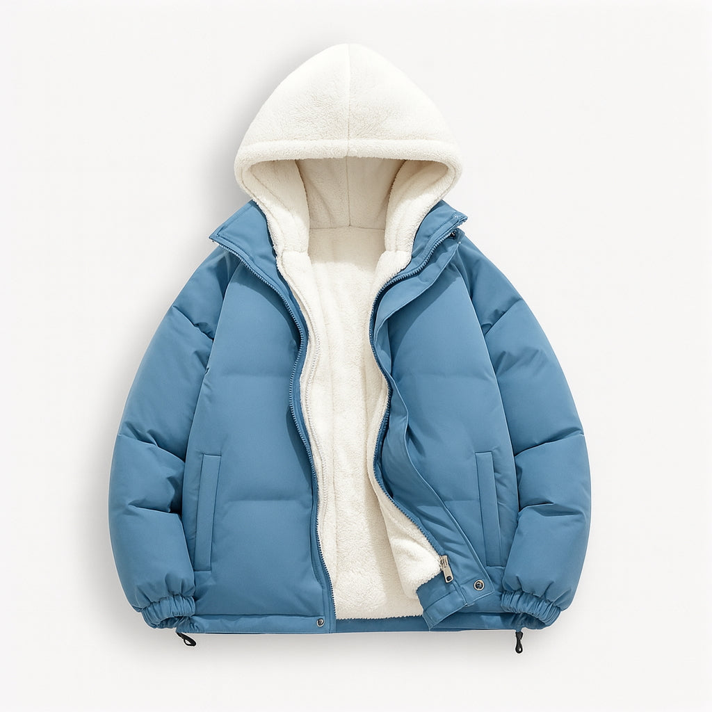 Hooded Fleece Lined Puffer Jacket for Women